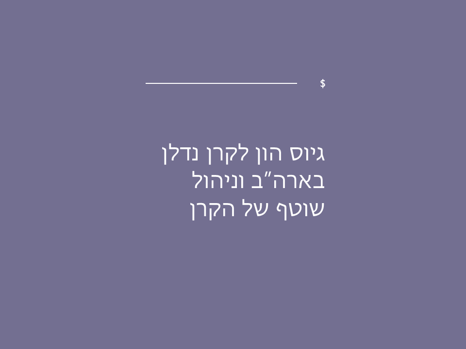 גיוס הון לקרן נדלן בארה”ב וניהול שוטף של הקרן